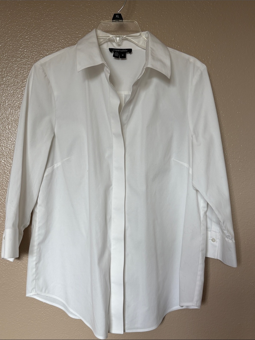 White Classic Button-Front Dress Shirt